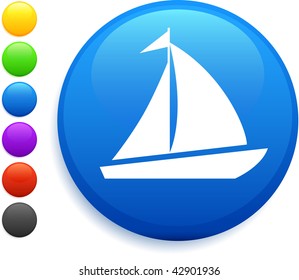 sail icon on round internet button original vector illustration 6 color versions included