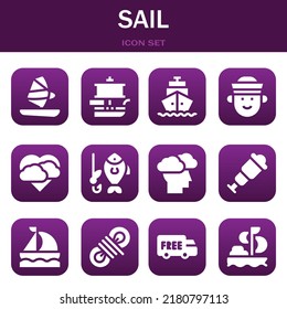 sail icon set. Vector  illustrations related with Windsurf, Ship and Shipping