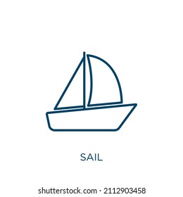 sail icon. Thin linear sail outline icon isolated on white background. Line vector sail sign, symbol for web and mobile