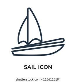 Sail icon vector isolated on white background, Sail transparent sign , thin pictogram or outline symbol design in linear style