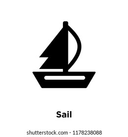 Sail icon vector isolated on white background, logo concept of Sail sign on transparent background, filled black symbol