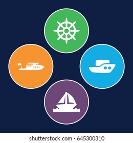 Sail icons set. set of 4 sail filled icons such as boat