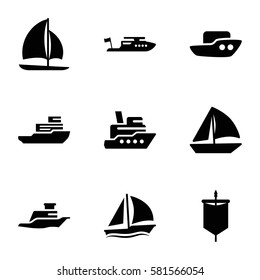 sail icons set. Set of 9 sail filled icons such as boat, sailboat, ship