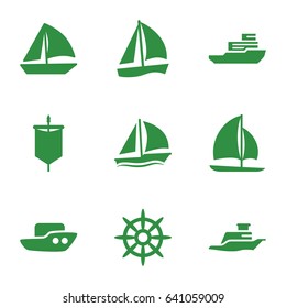 Sail icons set. set of 9 sail filled icons such as boat, sailboat, helm, ship