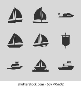 Sail icons set. set of 9 sail filled icons such as boat, sailboat, ship