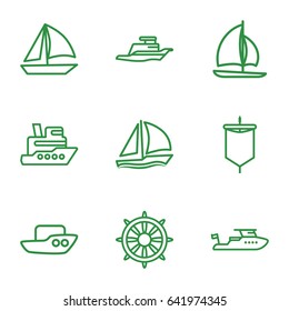 Sail icons set. set of 9 sail outline icons such as boat, helm, ship, sailboat