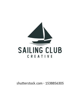 sail logo, boat silhouette style vector illustration