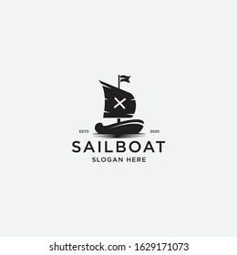 sail logo, boat silhouette style vector illustration
