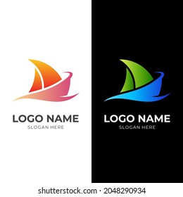 sail logo concept with flat colorful style
