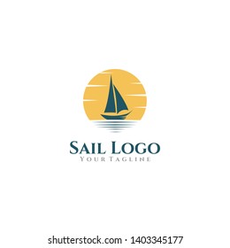sail logo concept, sea and sun
