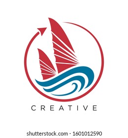 sail logo design vector icon luxury design