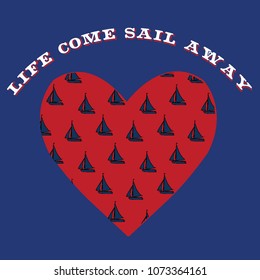 sail red blue line art vector 