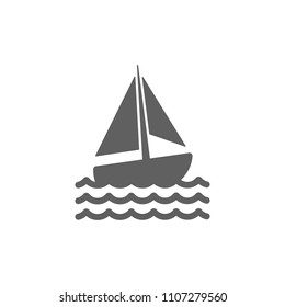 Sail and sea icon vector in trendy flat style isolated on white background