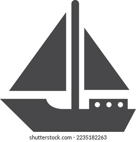 Sail ship black icon. Sea travel symbol