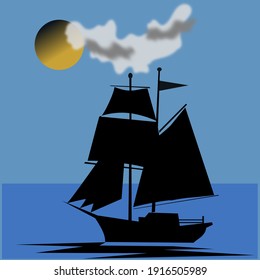 sail ship blue nedo sea sunny day 