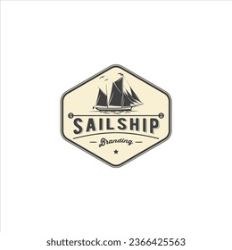 Sail Ship Boat Logo Design Vector Image