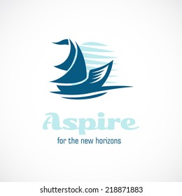 Sail ship logo template. Boat sign.