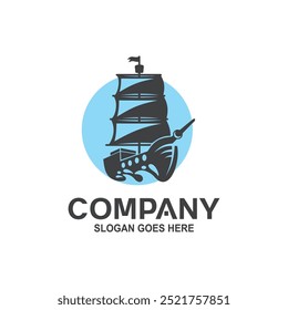 Sail ship logo in vector