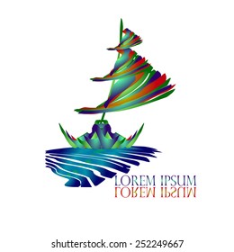 Sail Ship Logo vector design template. Yacht club symbol. Yachting sport concept. Regatta icon. Fishing sign. Creative logo for Travel & Tourism, Nautical Transportation and Recreation businesses.