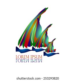 Sail Ship Logo vector design corporate business template. Yacht club symbol. Yachting sport concept. Regatta icon. Creative logo for Travel & Tourism, Nautical Transportation & Recreation businesses.