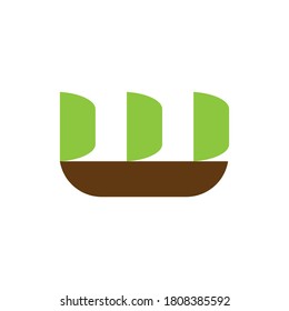 Sail Ship with M letter logo design vector