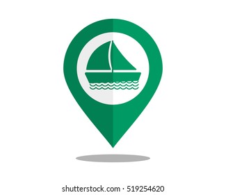 sail ship marker pin path image vector icon logo