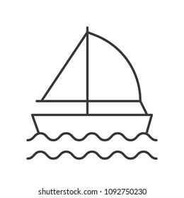 Sail ship on sea waves icon, summer and vacation related outline icon
