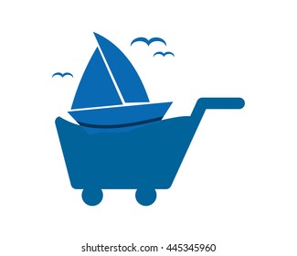 sail ship trolley cart carry carriage image vector icon logo 1