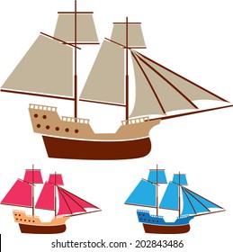Sail ship vector vintage