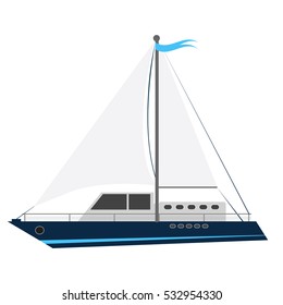 Sail ship yacht icon isolated on white vector eps 10