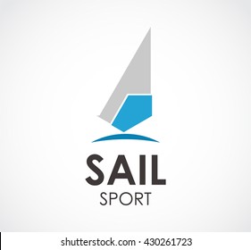 Sail sport of triangle abstract vector and logo design or template ocean business icon of company identity symbol concept