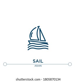 sail vector line icon. Simple element illustration. sail outline icon from asian concept. Can be used for web and mobile
