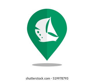 sail vehicle marker pin path image vector icon logo
