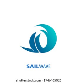 Sail wave logo, sailing business design concept, isolated on white background.