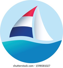 Sail & yacht design sailing on a blue sea wave
