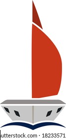 Sail Yacht Icon. Flat Color Design. Vector Illustration.