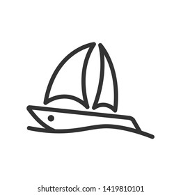 sail yacht outline ui web icon. yacht vector icon for web, mobile and user interface design isolated on white background