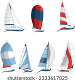 Sail yacht vector cartoon set icon. Vector illustration sailboat on white background. Isolated cartoon set icon sail yacht