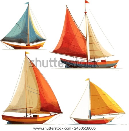 Sail yacht vector cartoon set icon. Vector illustration sailboat on white background. Isolated cartoon set icon sail yacht.