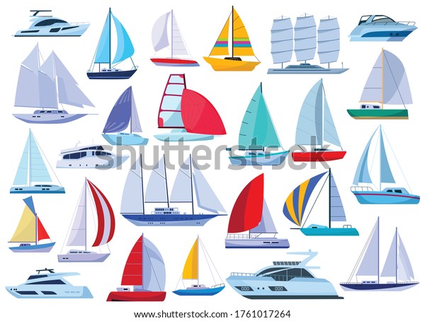 Sail yacht vector cartoon set icon. Vector
illustration sailboat on white background. Isolated cartoon set
icon sail yacht.