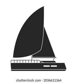 Sail yacht vector icon.Black vector icon isolated on white background sail yacht.
