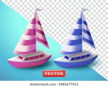 Sailboat, 3d vector. Suitable for advertising, holiday and design elements