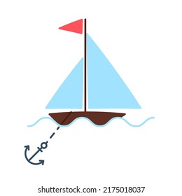 Sailboat with anchor icon. Clipart image isolated on white background