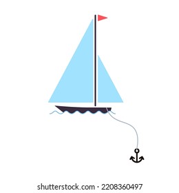 Sailboat with anchor icon. Clipart image isolated on white background