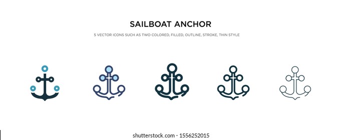 sailboat anchor icon in different style vector illustration. two colored and black sailboat anchor vector icons designed in filled, outline, line and stroke style can be used for web, mobile, ui
