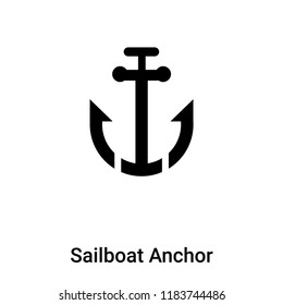 Sailboat Anchor icon vector isolated on white background, logo concept of Sailboat Anchor sign on transparent background, filled black symbol