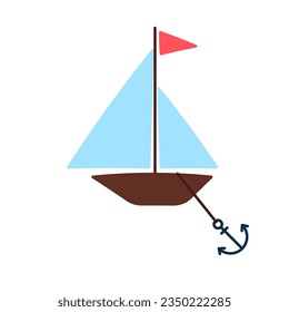 Segelboot mit Anker-Symbol. Clip-Art-Bild einzeln auf weißem Hintergrund