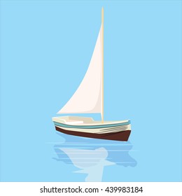 Sailboat, banner, vector illustration