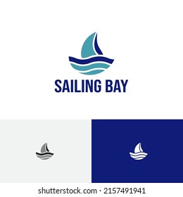 Sailboat Bay Beach Coast Sea Tour Travel Adventure Logo