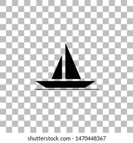 Sailboat. Black flat icon on a transparent background. Pictogram for your project